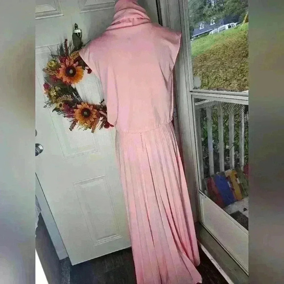 Vintage Light pink Maxi dress Pleated size m - Picture 4 of 4